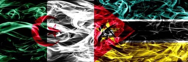 Algérie Algérie Mozambique Drapeaux Fumigènes Mozambicains Placés Côte Côte Concept — Photo