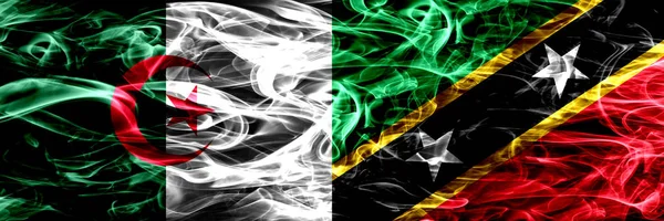 Algeria Algerian Saint Kitts Und Nevis Smoke Flag Nebeneinander Platziert — Stockfoto