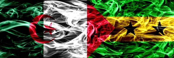 Algeria Algerian Sao Tome Principe Smoke Flags Placed Side Side — Stock Photo, Image