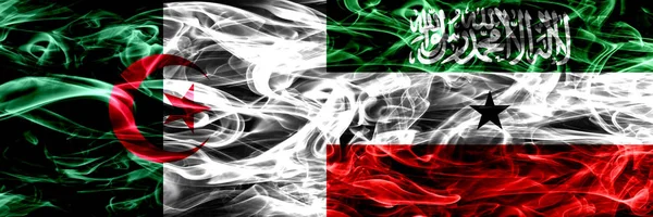 Algeria Algerian Somaliland Smoke Flags Placed Side Side Concept Idea — Stock Photo, Image