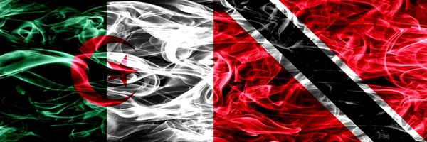 Algeria Algerian Trinidad Tobago Smoke Flags Placed Side Side Concept — Stock Photo, Image