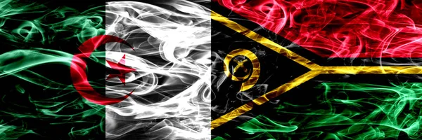 Алжир Алжир Против Дымовых Флагов Вануату Расположенных Бок Бок Концепция — стоковое фото