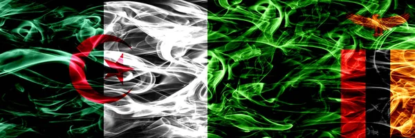 Algerije Algerijnse Zambia Zambiaanse Roken Vlaggen Naast Elkaar Geplaatst Concept — Stockfoto