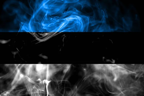 Bandera Nacional Estonia Hecha Humo Color Aislado Sobre Fondo Negro —  Fotos de Stock