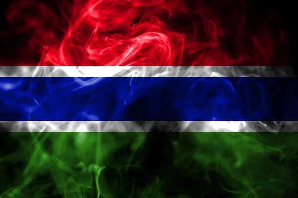 Bandera Nacional Gambia Hecha Humo Color Aislado Sobre Fondo Negro —  Fotos de Stock