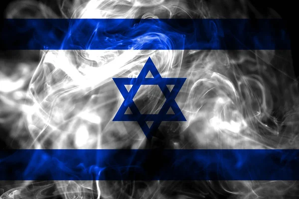 National Flag Israel Made Colored Smoke Isolated Black Background Abstract — Stock Photo, Image