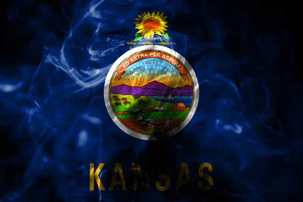 Kansas State Smoke Flag Stany Zjednoczone Ameryki — Zdjęcie stockowe