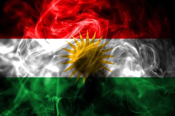 Nemzeti Zászló Kurdisztán Példány Készült Színes Füst Elszigetelt Fekete Háttér — Stock Fotó