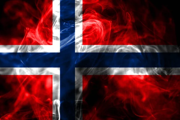 Bandeira Nacional Noruega Feita Fumaça Colorida Isolada Fundo Preto Abstrato — Fotografia de Stock