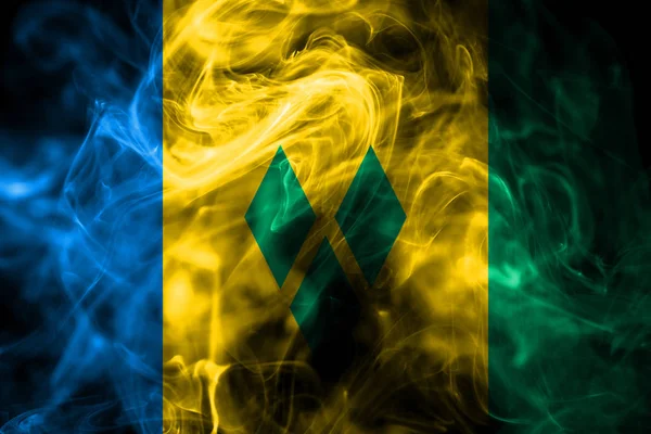 Bandiera Nazionale Saint Vincent Grenadine Composta Fumo Colorato Isolato Sfondo — Foto Stock