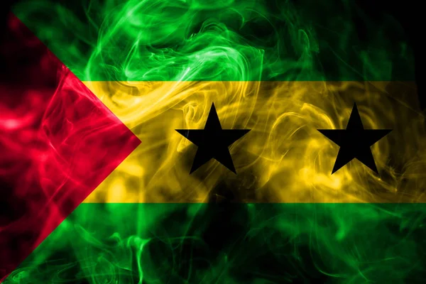 Bandera Nacional Santo Tomé Príncipe Hecha Humo Color Aislado Sobre —  Fotos de Stock