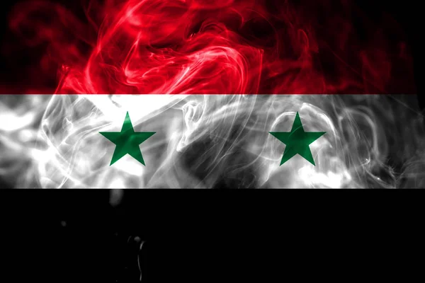 National Flag Syria Made Colored Smoke Isolated Black Background Abstract — Stock Photo, Image