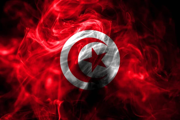 Національний Прапор Тунісу Зроблені Кольоровим Димом Ізольовані Чорному Тлі Анотація — стокове фото