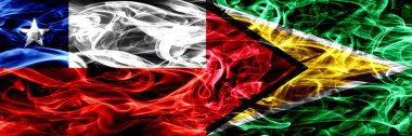 Şili, Şili vs Guyana, Guyanalı duman bayrakları yan yana yerleştirilmiş. Kavram ve fikir bayrakları mix