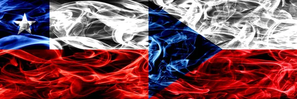 Чили Чили Чешская Республика Курят Флаги Расположенные Бок Бок Концепция — стоковое фото