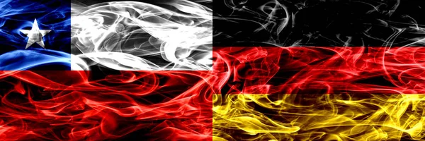 Chile Chilean Germany German Smoke Flags Placed Side Side Concept — Stock Photo, Image