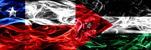 Χιλή Χιλής Ιορδανία Ιορδανίας Καπνίζουν Σημαίες Που Τοποθετούνται Δίπλα Δίπλα — Φωτογραφία Αρχείου