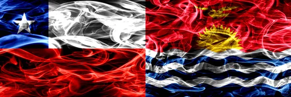 Chile Chilean Kiribati Smoke Flags Placed Side Side Concept Idea — Stock Photo, Image