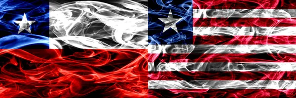 Chile Chilenska Liberia Liberia Röker Flaggor Placeras Sida Vid Sida — Stockfoto
