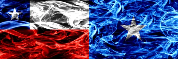 Chile Chilean Somalia Somalian Smoke Flags Placed Side Side Concept — Stock Photo, Image