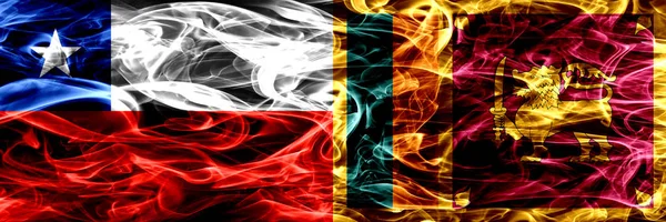 Chile Chilei Srí Lanka Srí Lanka Füst Zászlók Egymás Mellé — Stock Fotó