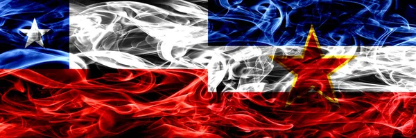 Chile Chile Gegen Jugoslawien Rauchfahnen Nebeneinander Platziert Konzept Und Idee — Stockfoto