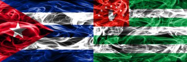 Küba, Küba vs Abhazya, Abhaz bayrakları yan yana yerleştirilmiş duman. Kavram ve fikir bayrakları mix