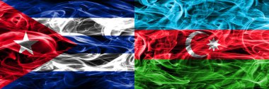 Küba, Küba vs Azerbaycan, Azerbaycan duman bayrakları yan yana yerleştirilmiş. Kavram ve fikir bayrakları mix