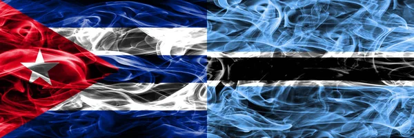 Cuba Cuban Botswana Botswanan Smoke Flags Placed Side Side Concept — Stock Photo, Image