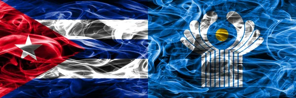 Cuba Cuba Commonwealth Bandeiras Fumaça Colocadas Lado Lado Conceito Ideia — Fotografia de Stock