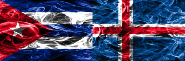 Küba Küba Zlanda Zlandaca Bayrakları Yan Yana Yerleştirilmiş Duman Kavram — Stok fotoğraf