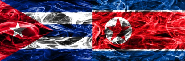 Cuba Cuban North Korea Koreanische Rauchfahnen Nebeneinander Platziert Konzept Und — Stockfoto