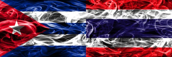 Cuba Cuban Thailand Thai Smoke Flags Placed Side Side Concept — Stock Photo, Image