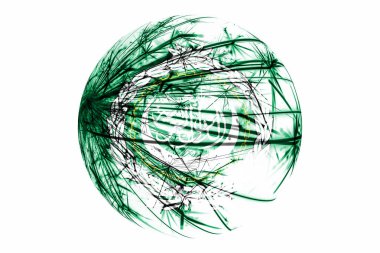 Soyut Arap Birliği köpüklü bayrak, beyaz arka plan üzerinde izole Noel top kavramı