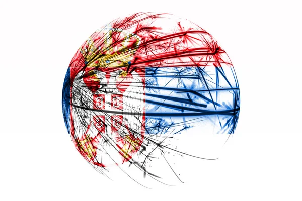 Absztrakt Szerbia Csillogó Zászló Karácsonyi Labda Koncepció Elszigetelt Fehér Background — Stock Fotó
