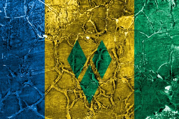 Stará Svatý Vincenc Grenadiny Grunge Pozadí Vlajka — Stock fotografie