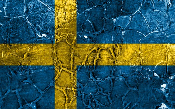 Gamla Sverige Grunge Bakgrund Flagga — Stockfoto