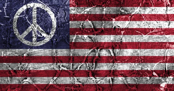 US Peace symbol grunge flag