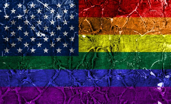 Vlajka Usa Gay Grunge Lgbt Usa Vlajka — Stock fotografie