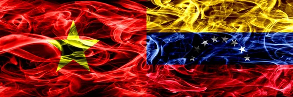 Socialist Republic Viet Nam Venezuela Venezuelan Smoke Flags Placed Side — Stock Photo, Image