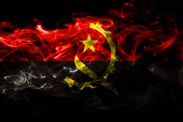 Bandera Nacional Angola Hecha Humo Color Aislado Sobre Fondo Negro —  Fotos de Stock