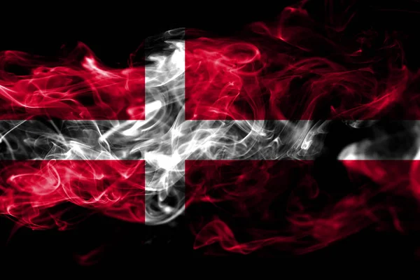 National Flag Denmark Made Colored Smoke Isolated Black Background Abstract — Stock Photo, Image