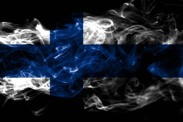 Bandera Nacional Finlandia Hecha Humo Color Aislado Sobre Fondo Negro — Foto de Stock