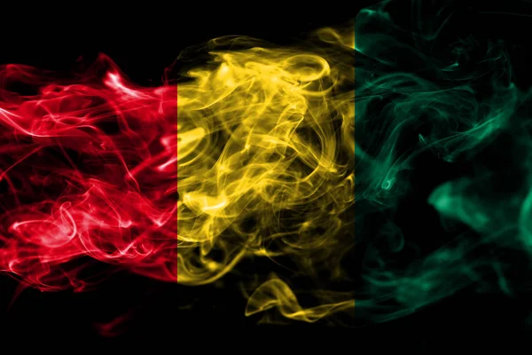 National Flag Guinea Made Colored Smoke Isolated Black Background Abstract — Stock Photo, Image