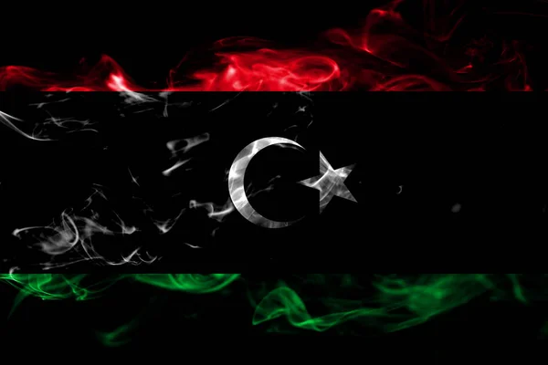 National Flag Libya Made Colored Smoke Isolated Black Background Abstract — Stock Photo, Image