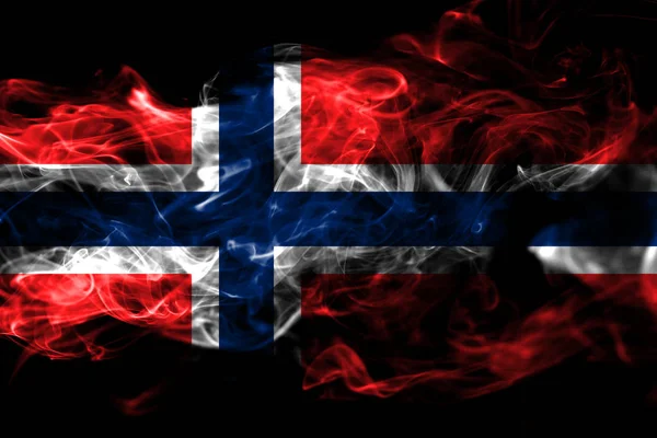 Bandera Nacional Noruega Hecha Humo Color Aislado Sobre Fondo Negro — Foto de Stock