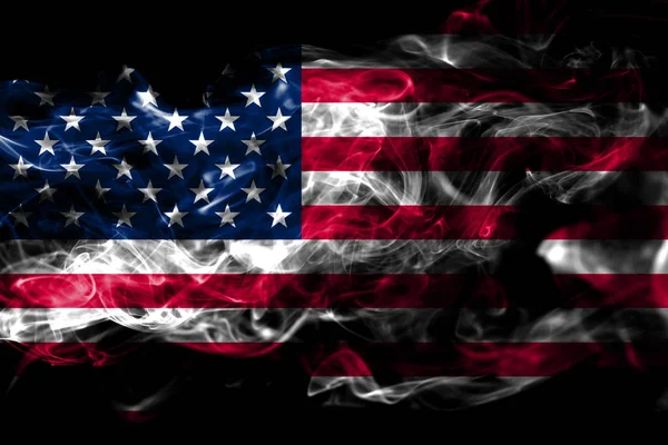 Nemzeti Zászló Egyesült Államokban Készült Színes Füst Elszigetelt Fekete Háttér — Stock Fotó