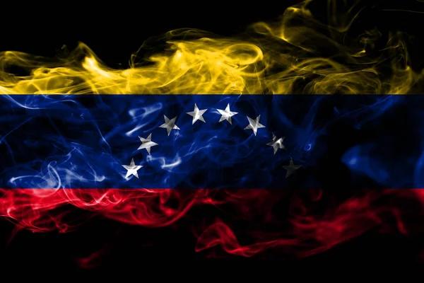 Venezuela Zászlaja Készült Színes Füst Elszigetelt Fekete Háttér Háttér Absztrakt — Stock Fotó