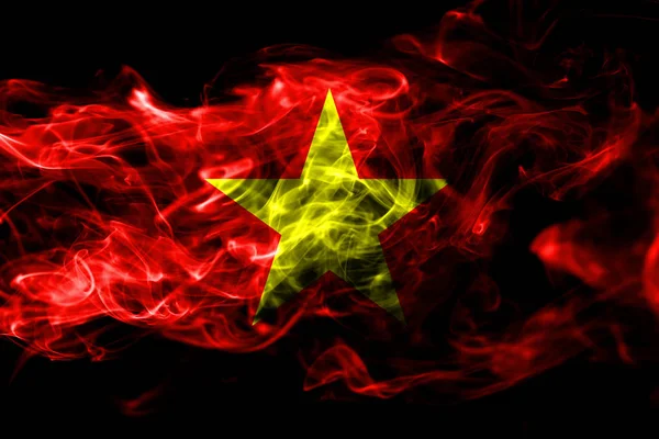 Vietnam Ulusal Bayrak Renkli Duman Siyah Arka Plan Üzerine Izole — Stok fotoğraf