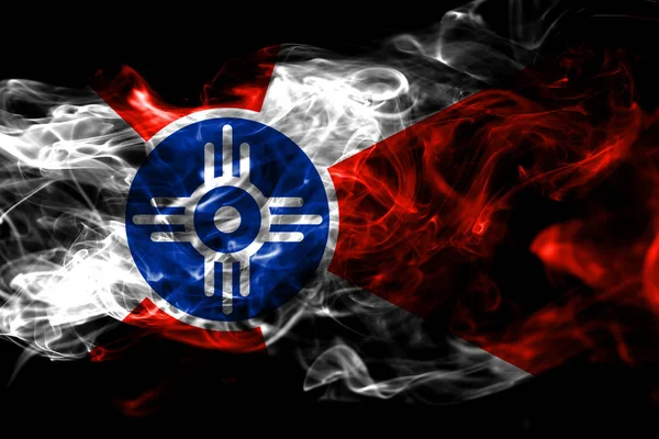 Wichita City Smoke Flag Kansas State Vereinigte Staaten Von Amerika — Stockfoto